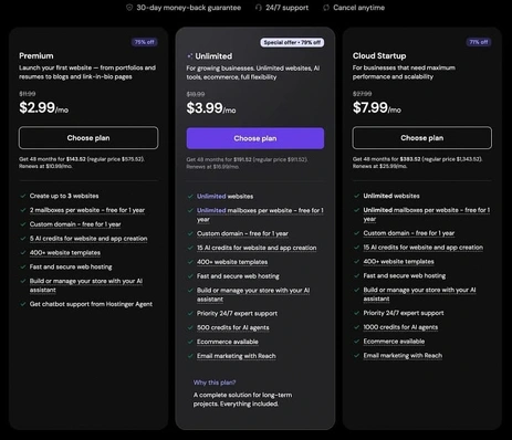 Hostinger Ai Builder Plans